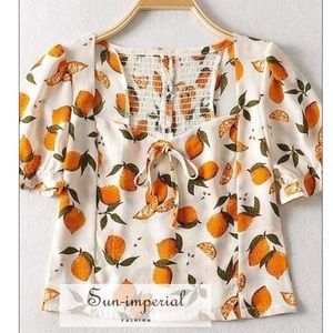 Sun Imperial Lemon Print Crop Top